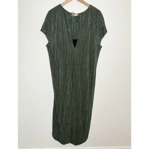 Subina Musayev Anthropologie Textured Renaissance Midi Dress Size Large Green - Picture 9 of 11